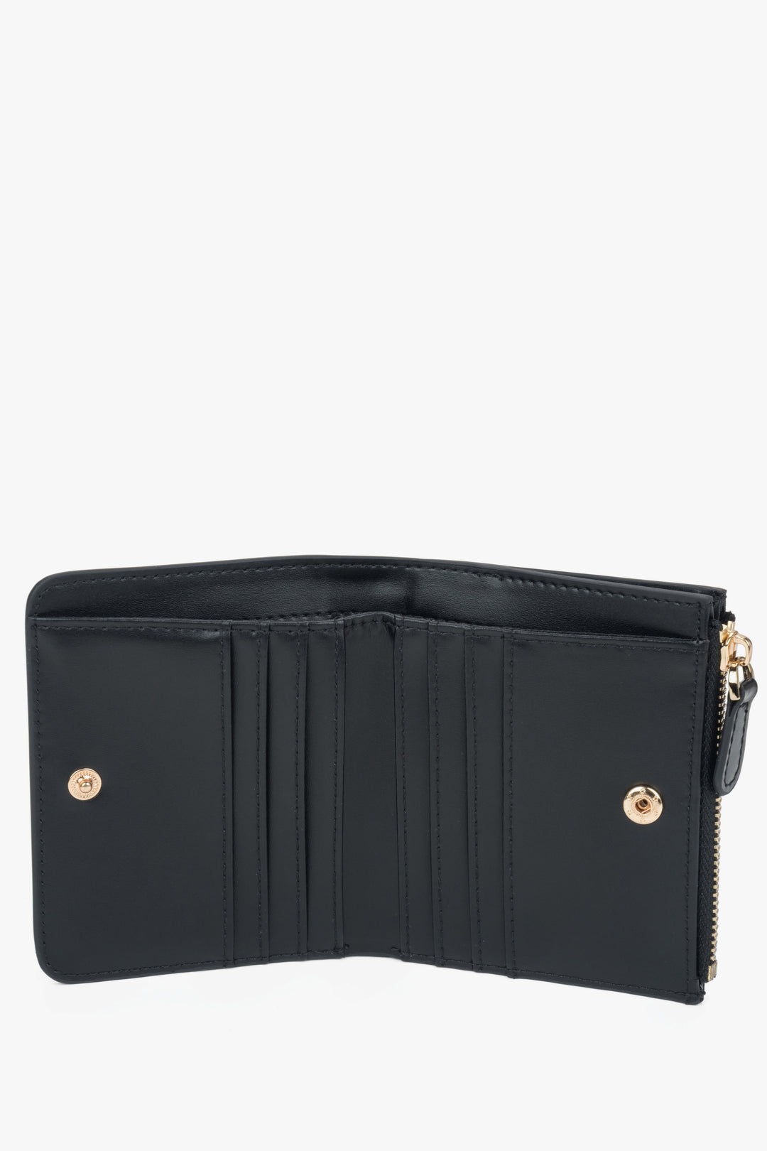 Damski mały czarny portfel ze skóry naturalnej Estro.