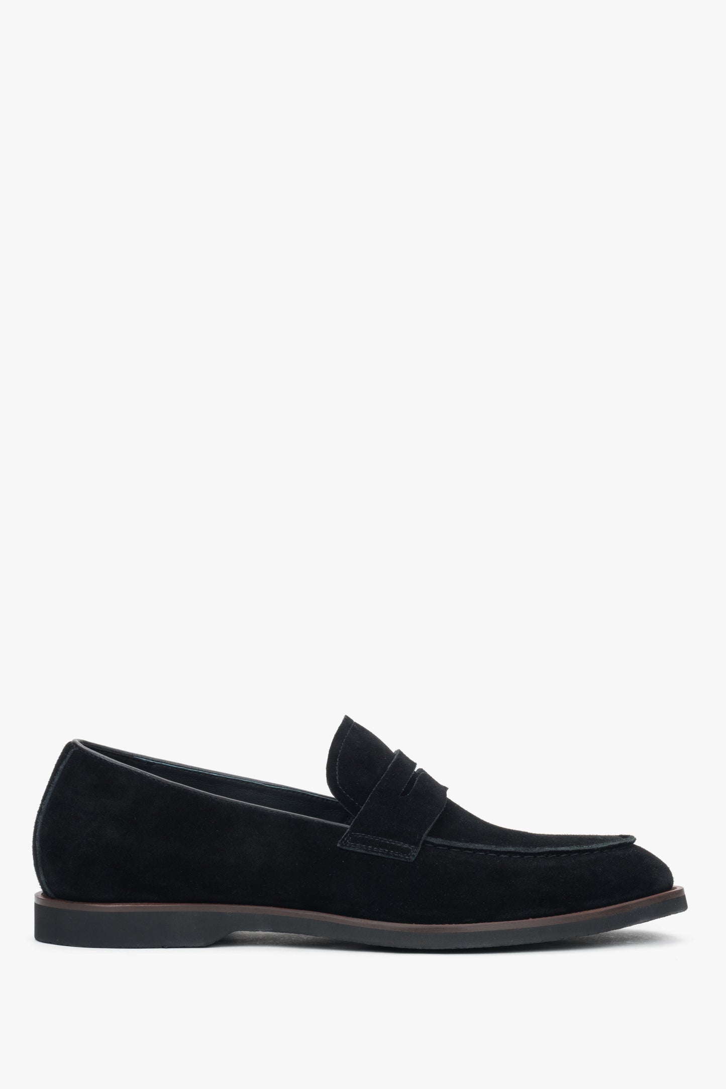 Miękkie czarne loafersy męskie z weluru naturalnego Estro ER00116992.