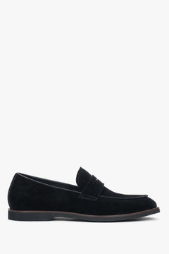 Miękkie czarne loafersy męskie z weluru naturalnego Estro ER00116992.