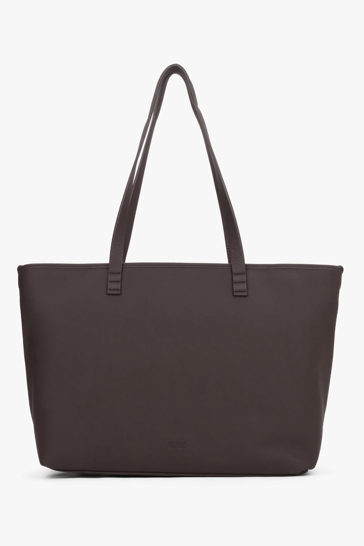 Minimalistyczna ciemnobrązowa torba typu shopper ze skóry naturalnej Estro ER00120564