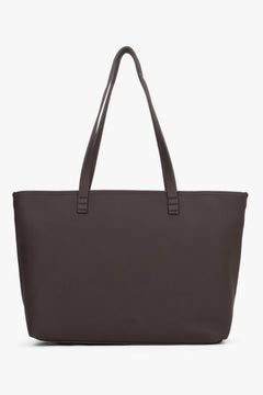 Minimalistyczna ciemnobrązowa torba typu shopper ze skóry naturalnej Estro ER00120564