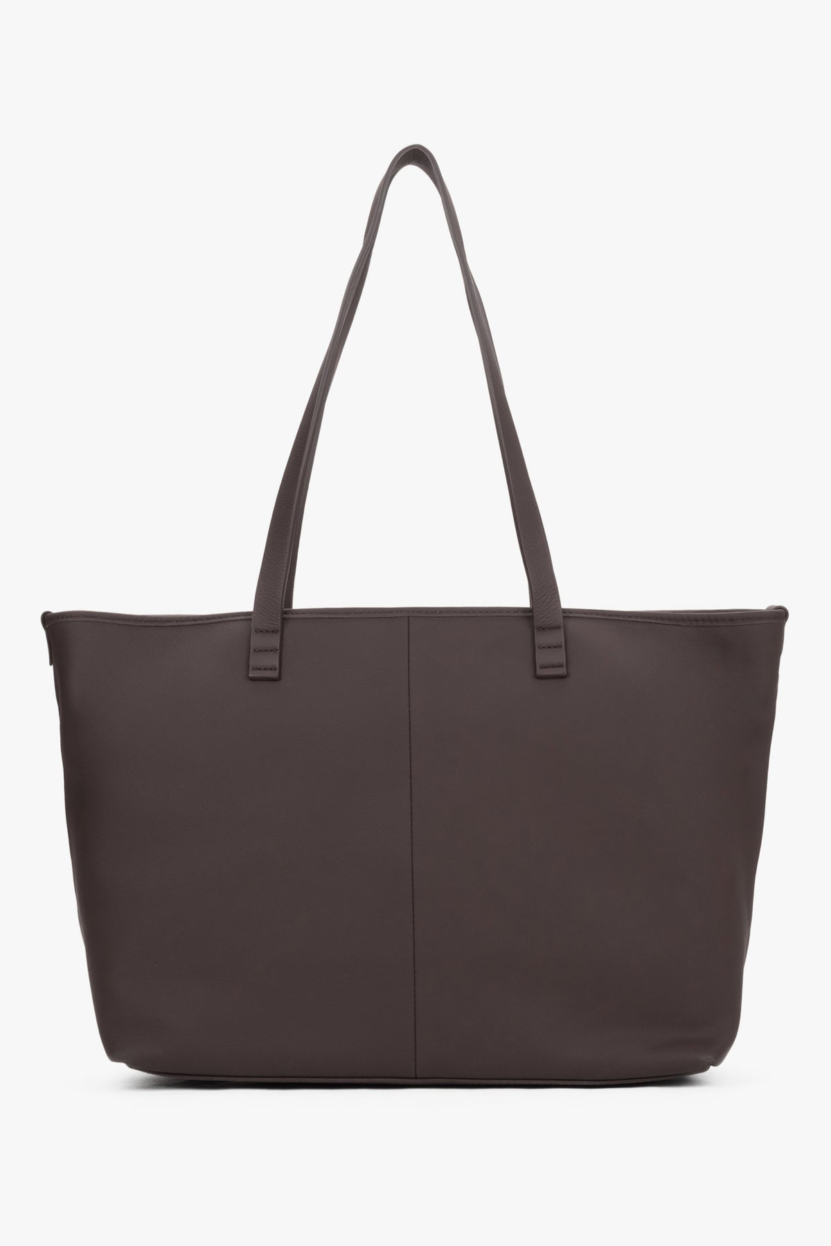 Ciemnobrązowa skórzana torba na ramię shopper w stylu minimalistycznym Estro