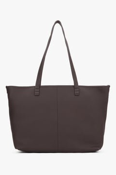 Ciemnobrązowa skórzana torba na ramię shopper w stylu minimalistycznym Estro