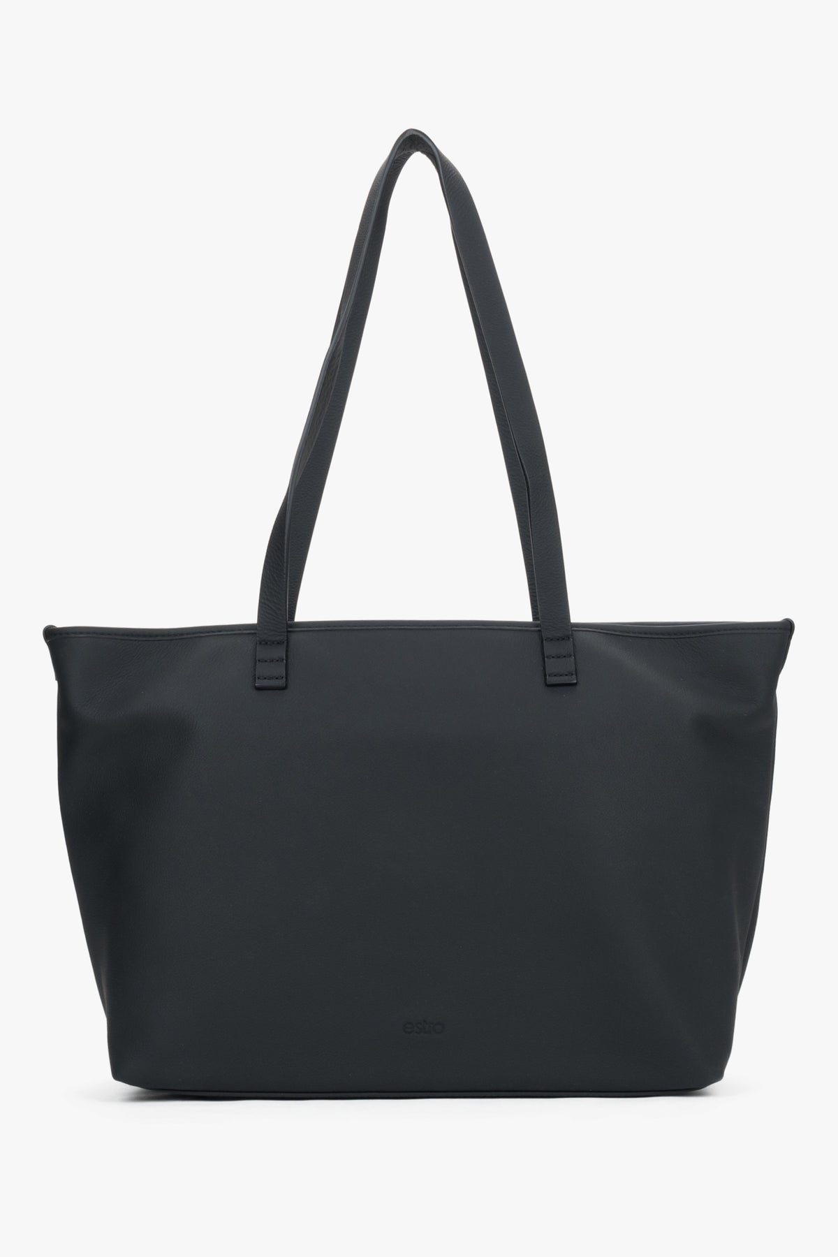 Minimalistyczna czarna torba typu shopper ze skóry naturalnej Estro ER00120563