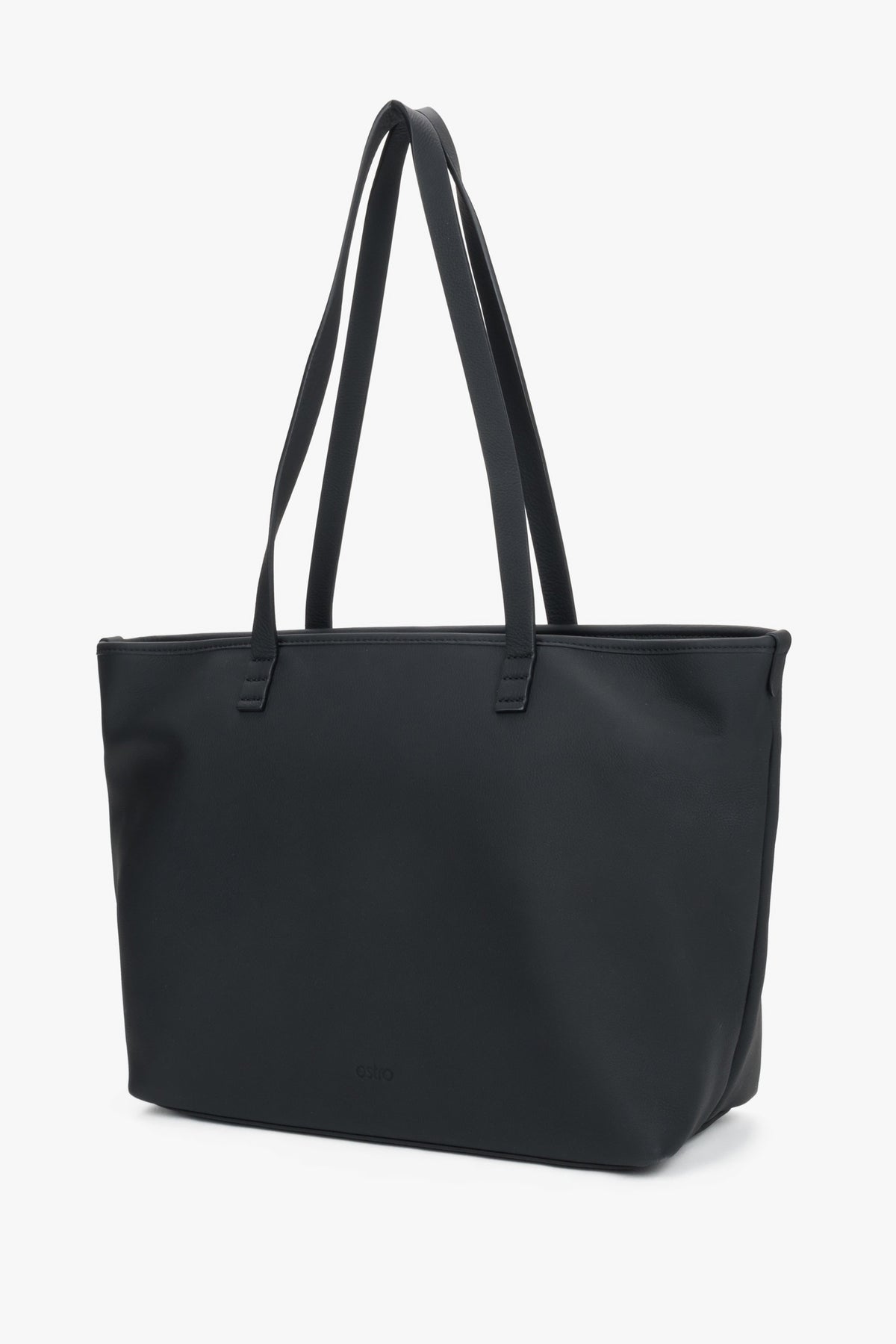 Minimalistyczna czarna torba typu shopper ze skóry naturalnej