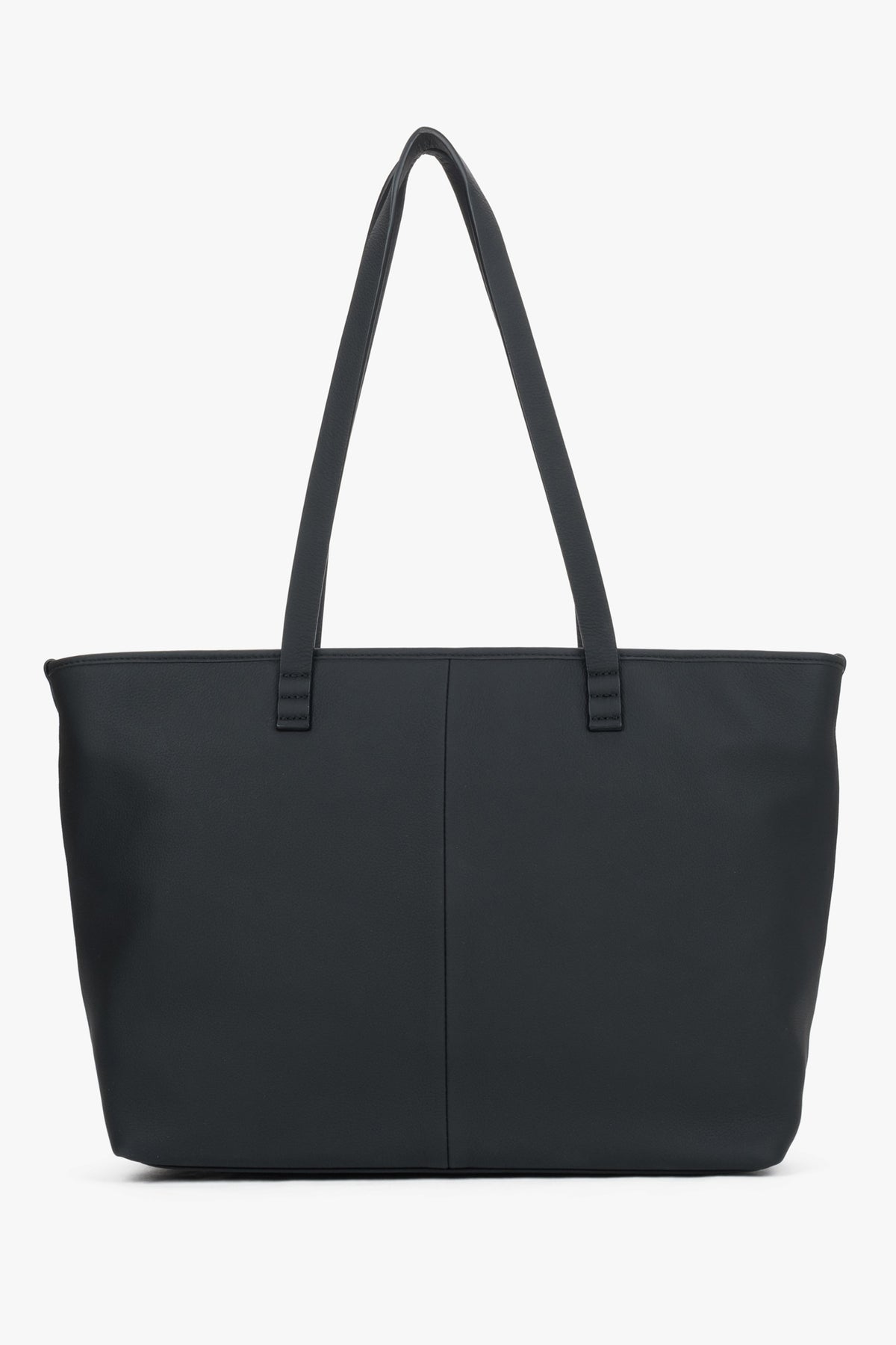 Czarna skórzana torba na ramię shopper w stylu minimalistycznym