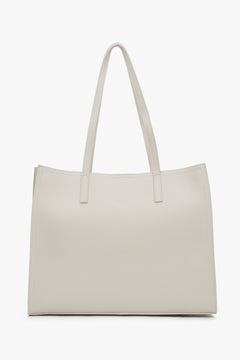 Mlecznobeżowa skórzana torebka damska typu shopper Estro ER00117104.