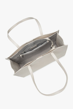 Torebka damska typu shopper, mlecznobeżowa, skórzana, Estro.