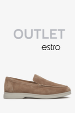 Jasnobrązowe mokasyny damskie z weluru naturalnego Estro OUTLET.
