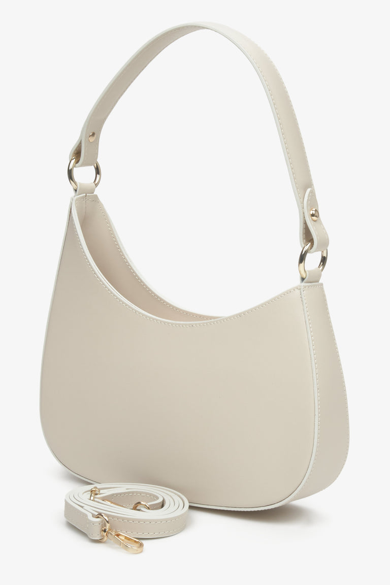 Damska, jasnobeżowa torebka typu shoulder bag z wymiennym paskiem Estro.