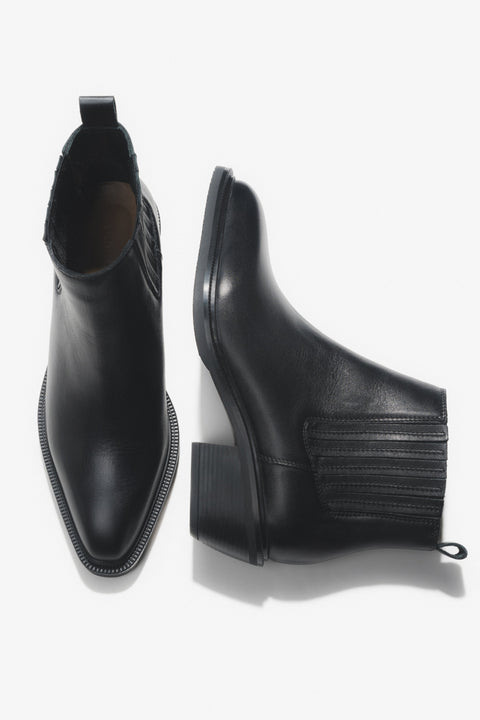 Niskie czarne kowbojki damskie z włoskiej skóry naturalnej Premium Estro ER00118075.