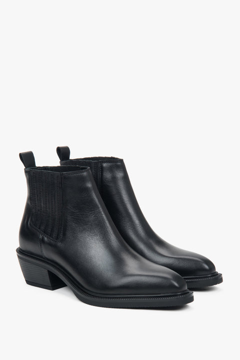 Kowbojki damskie Estro ER00118075, niskie, czarne, z włoskiej skóry naturalnej Premium.