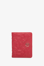 Mały skórzany portfel damski w kolorze czerwonym ze złotymi okuciami Estro ER00113657