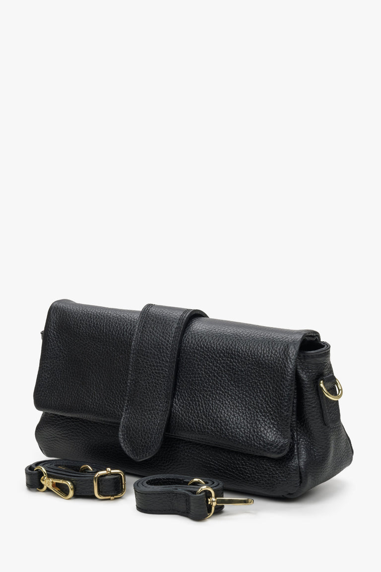 Skórzana torebka damska na ramię w kolorze czarnym Estro.