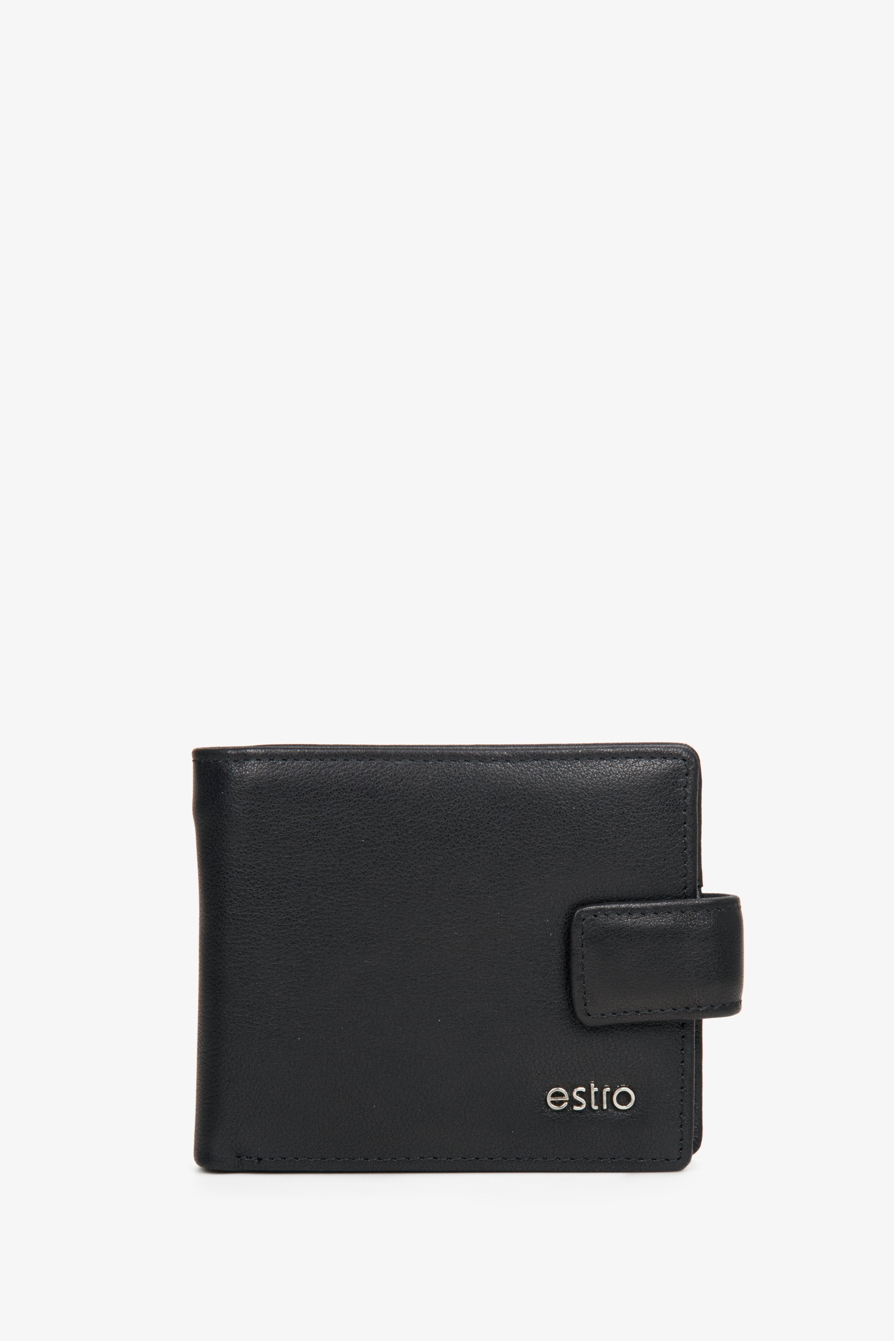 Czarny skórzany portfel męski zapinany na zatrzask Estro ER00114467