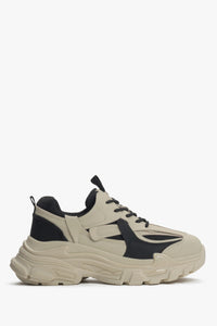 Beżowo-czarne sneakersy damskie na grubej podeszwie ES8 ER00115869