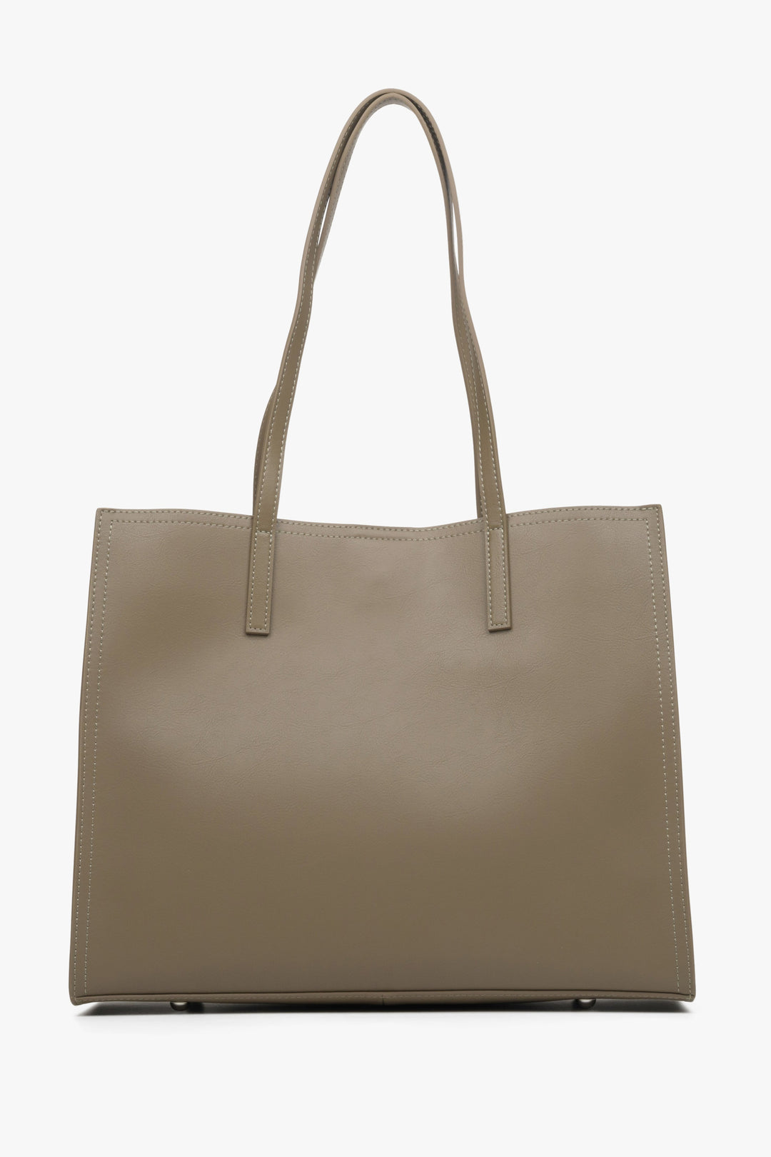 Damska, skórzana torebka typu shopper marki Estro w kolorze brązowym - tył.