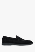 Podłużne czarne loafersy męskie z weluru naturalnego Estro ER00119403.
