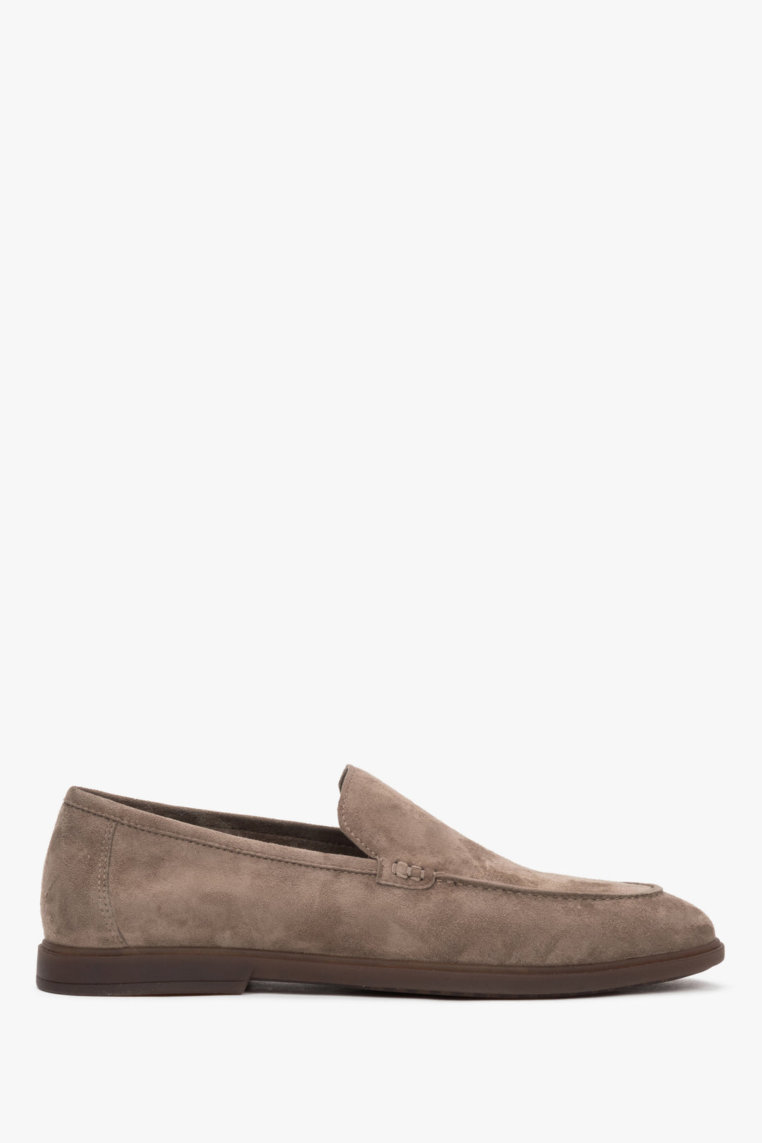 Podłużne loafersy męskie z weluru naturalnego w kolorze khaki Estro ER00119402.