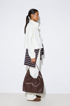 Pojemna ciemnobrązowa shopperka damska ze skóry naturalnej Estro ER00118028