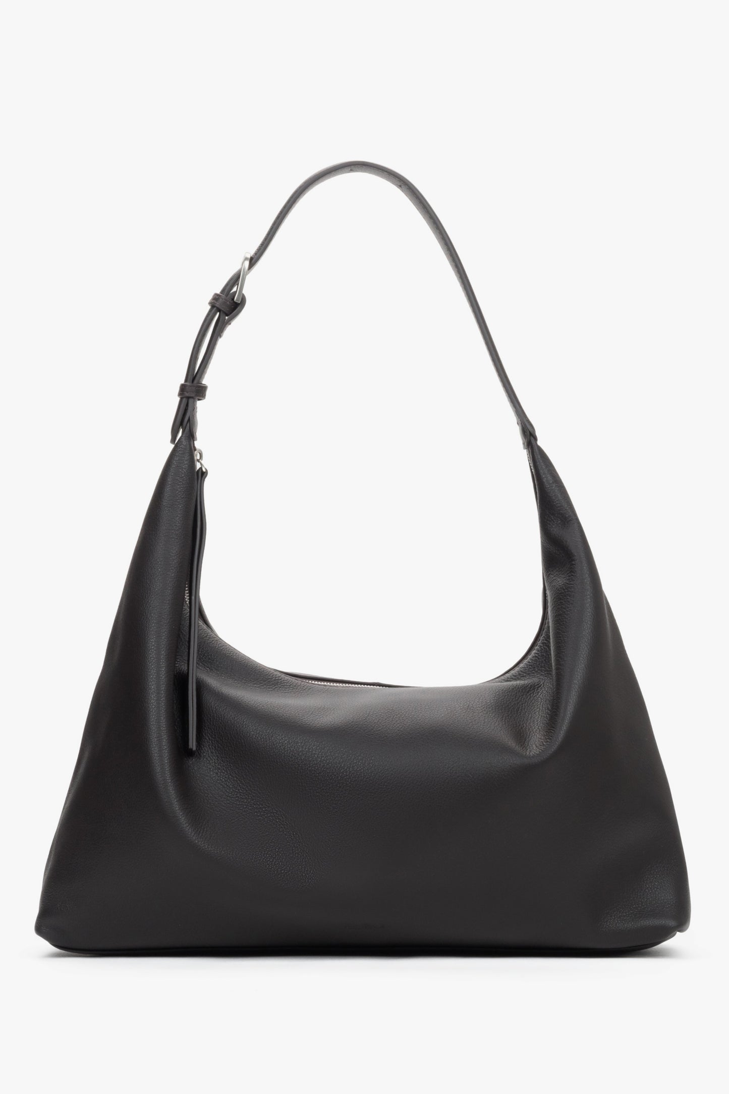 Pojemna ciemnobrązowa shopperka damska ze skóry naturalnej Estro ER00119536.