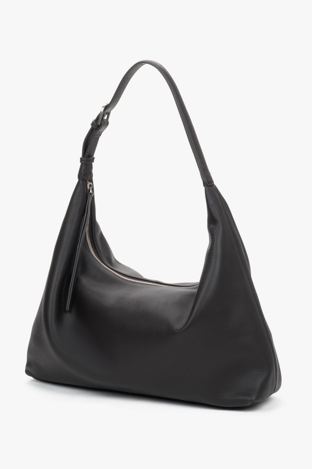 Shopperka damska, pojemna, ciemnobrązowa, ze skóry naturalnej, Estro.