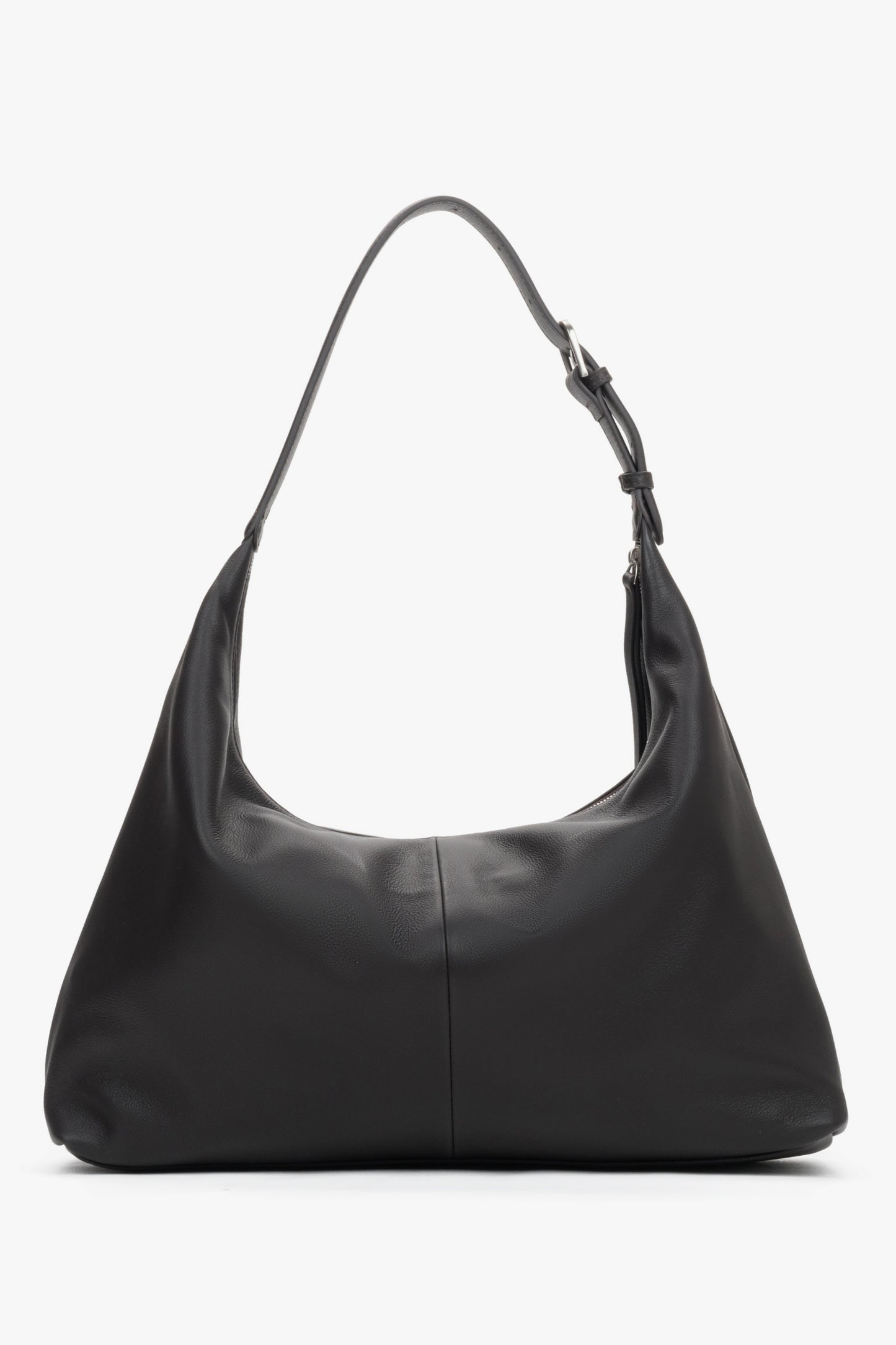 Ciemnobrązowa shopperka damska Estro, pojemna, ze skóry naturalnej.