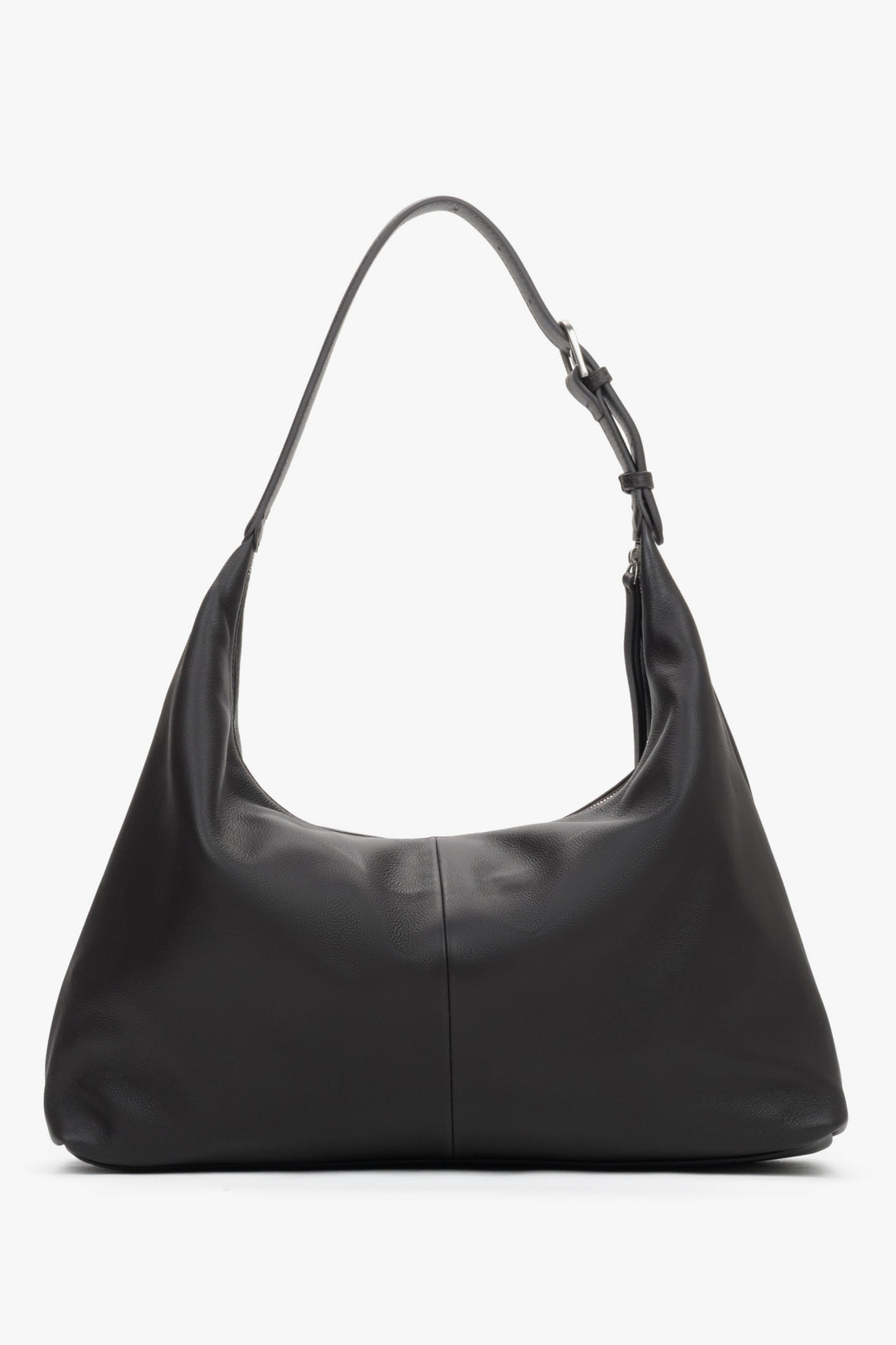 Ciemnobrązowa shopperka damska Estro, pojemna, ze skóry naturalnej.