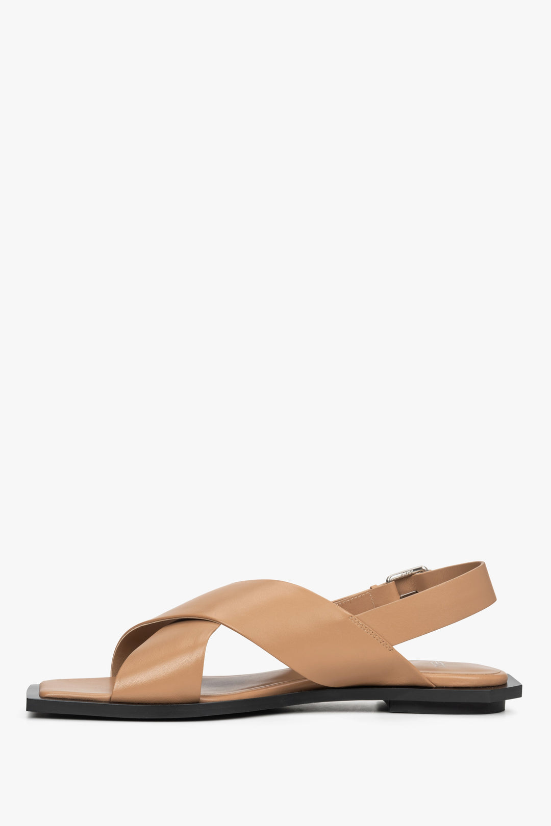 Damskie skórzane sandały damskie Estro, kolor brązowy - profil buta.