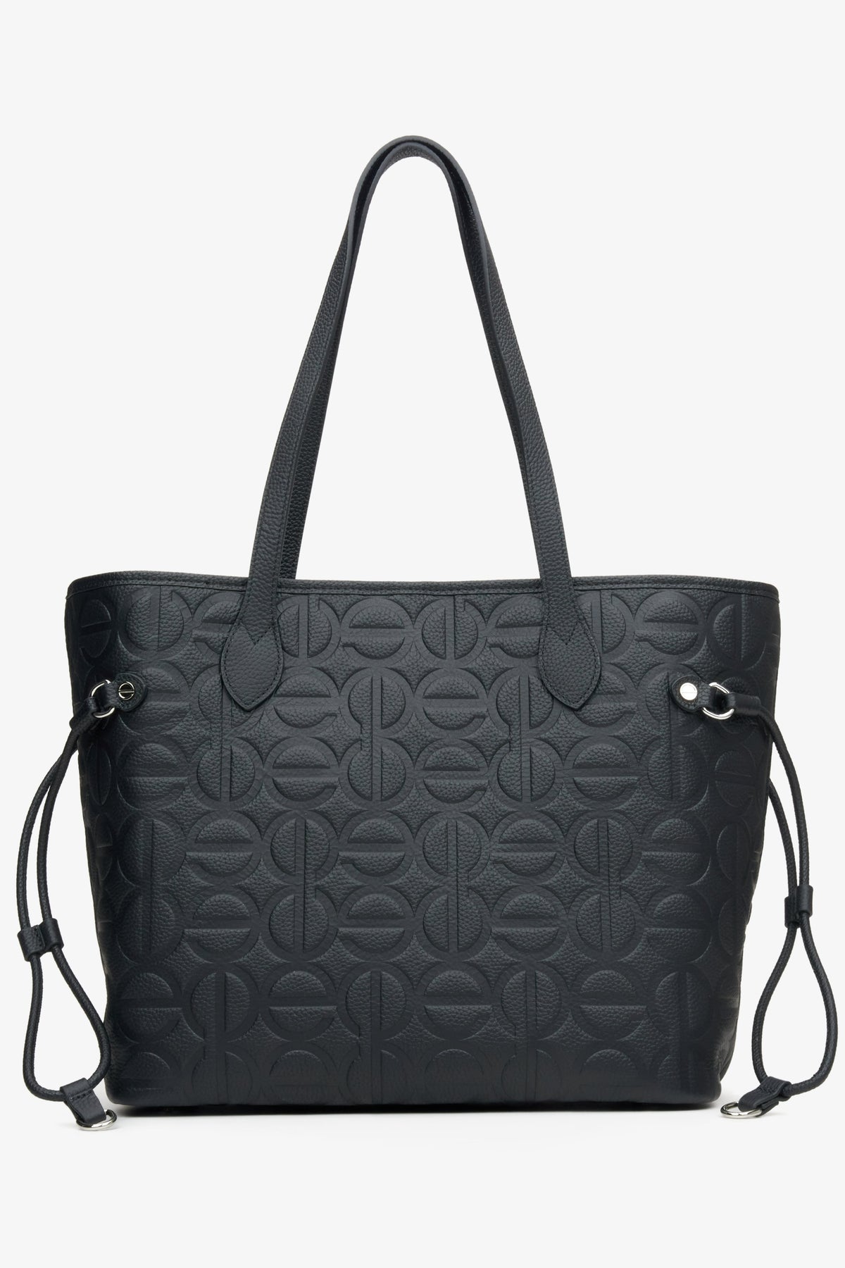 Czarna skórzana torebka damska typu shopper Estro ER00115045