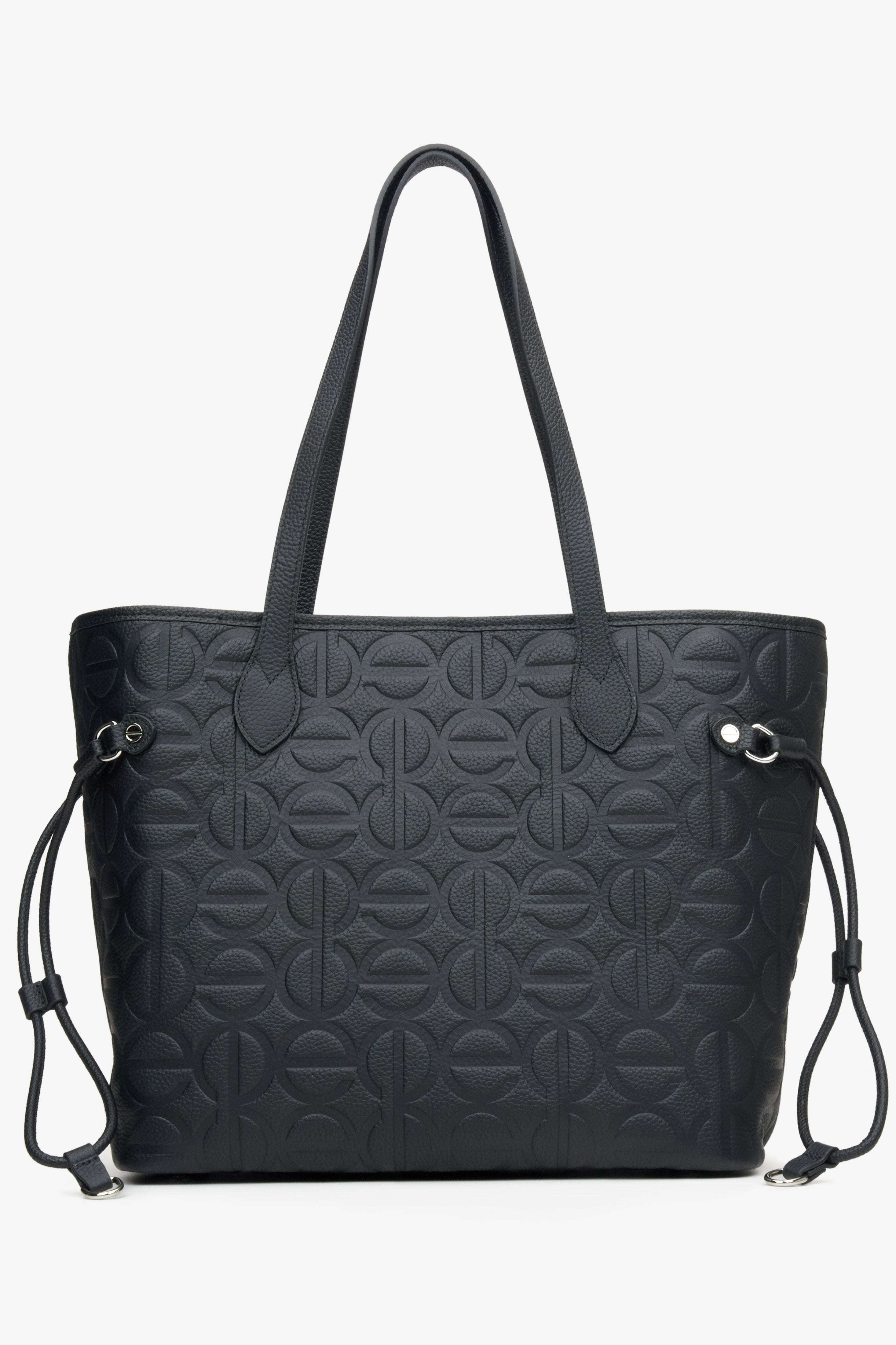 Czarna skórzana torebka damska typu shopper Estro ER00115045