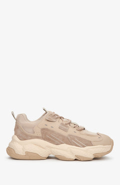 Jasnobrązowe sneakersy damskie z łączonych materiałów ES8 ER00108946
