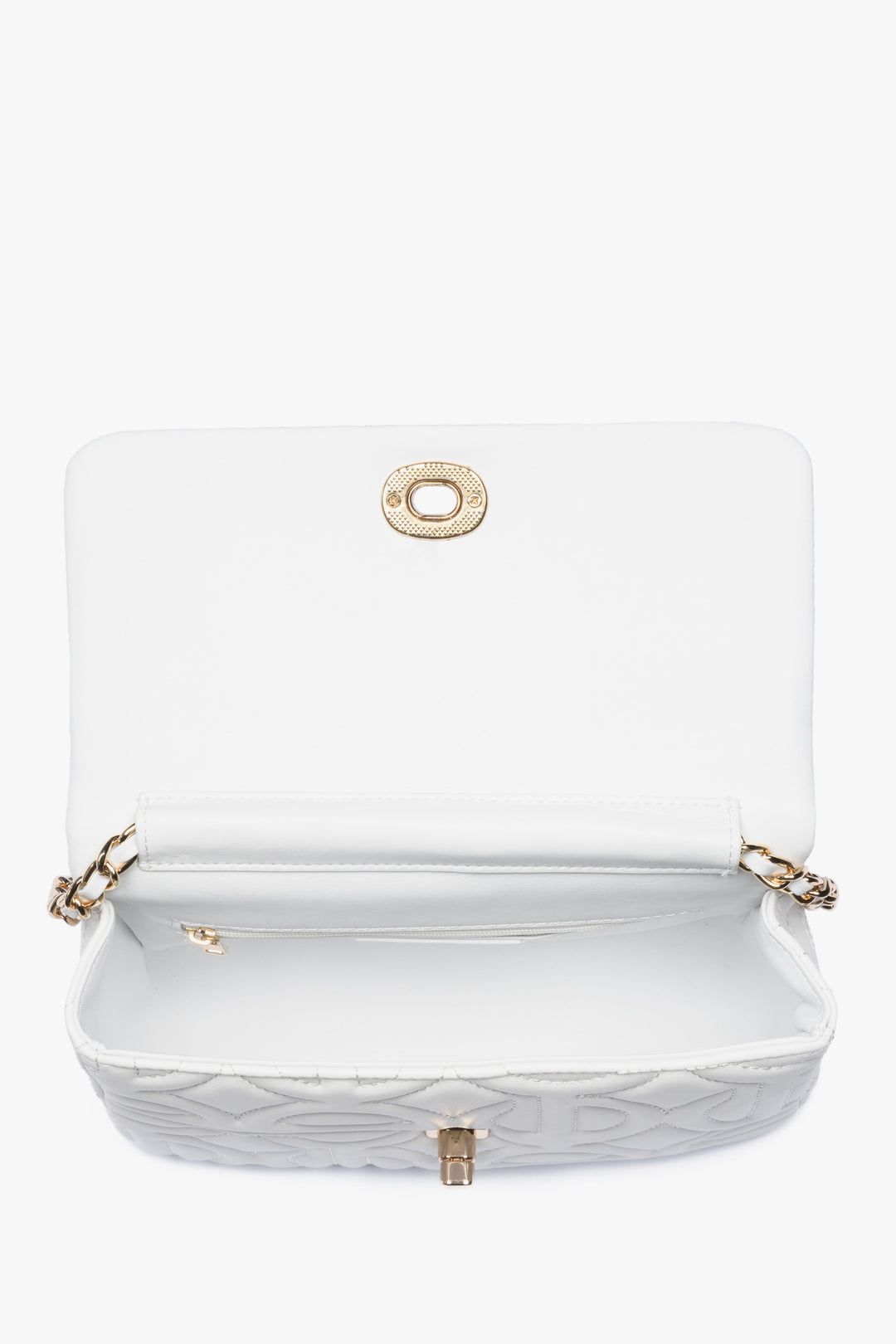 Mała biała torebka damska ze złotym łańcuszkiem Estro ER00112087