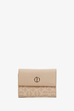 Beżowy portfel damski ze skóry naturalnej ze złotymi okuciami Estro ER00113651