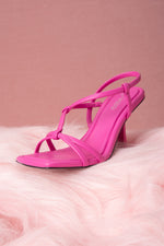 Różowe sandałki damskie na wysokim obcasie ze skóry naturalnej Estro ER00113373