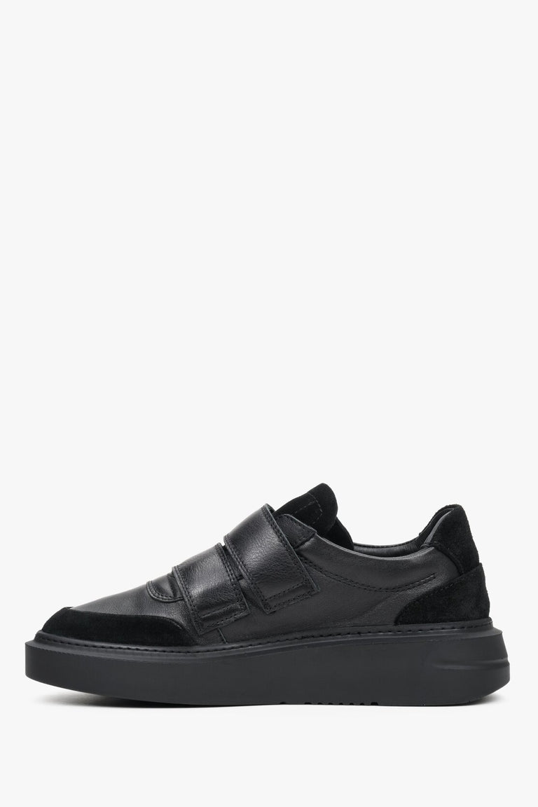 Czarne skórzane sneakersy damskie na rzepy Estro ER00111788