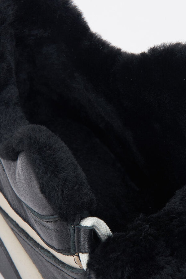 Czarno-beżowe zimowe sneakersy damskie z futerkiem Estro ER00112030