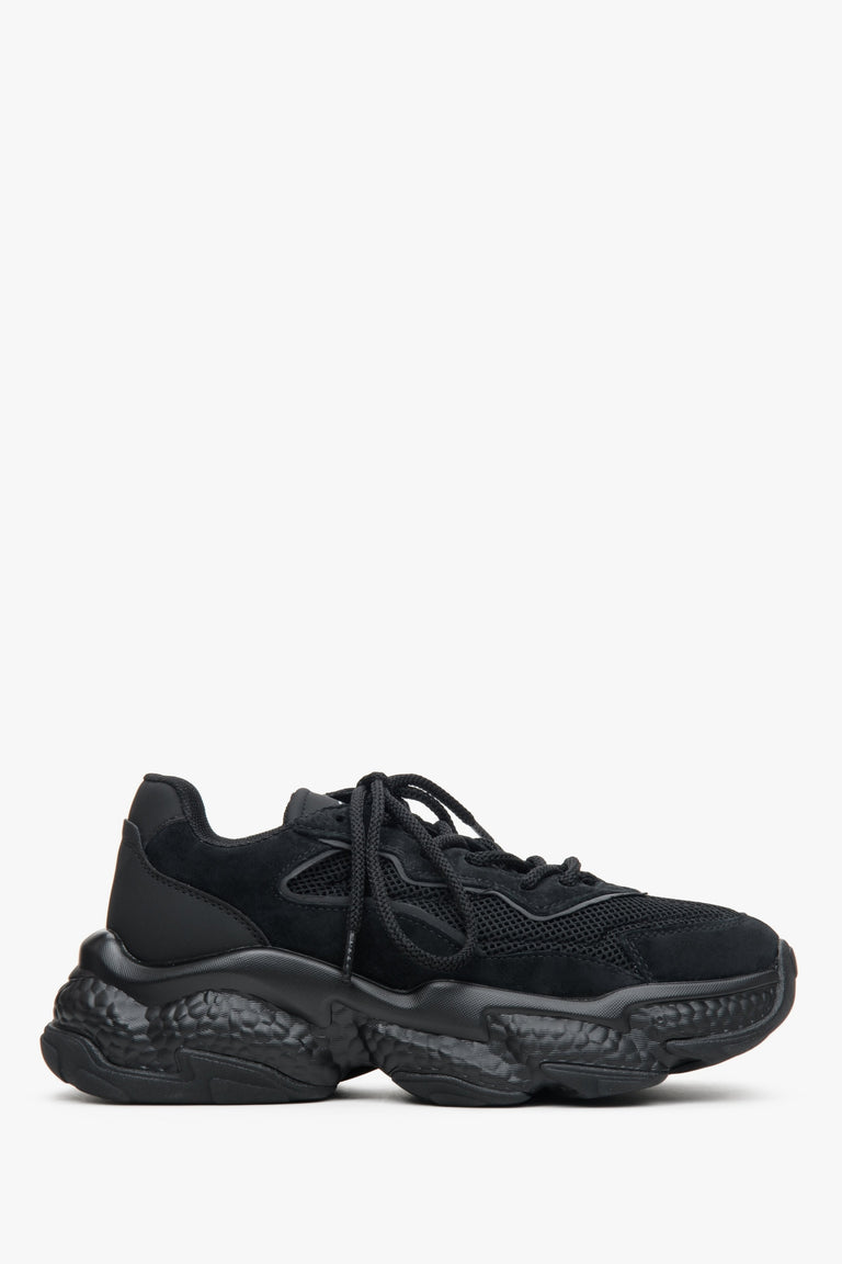 Czarne sneakersy damskie na grubej podeszwie z łączonych materiałów ES 8 ER00113375
