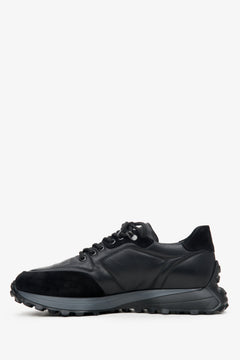 Męskie, czarne sneakersy sportowe Estro - profil buta.