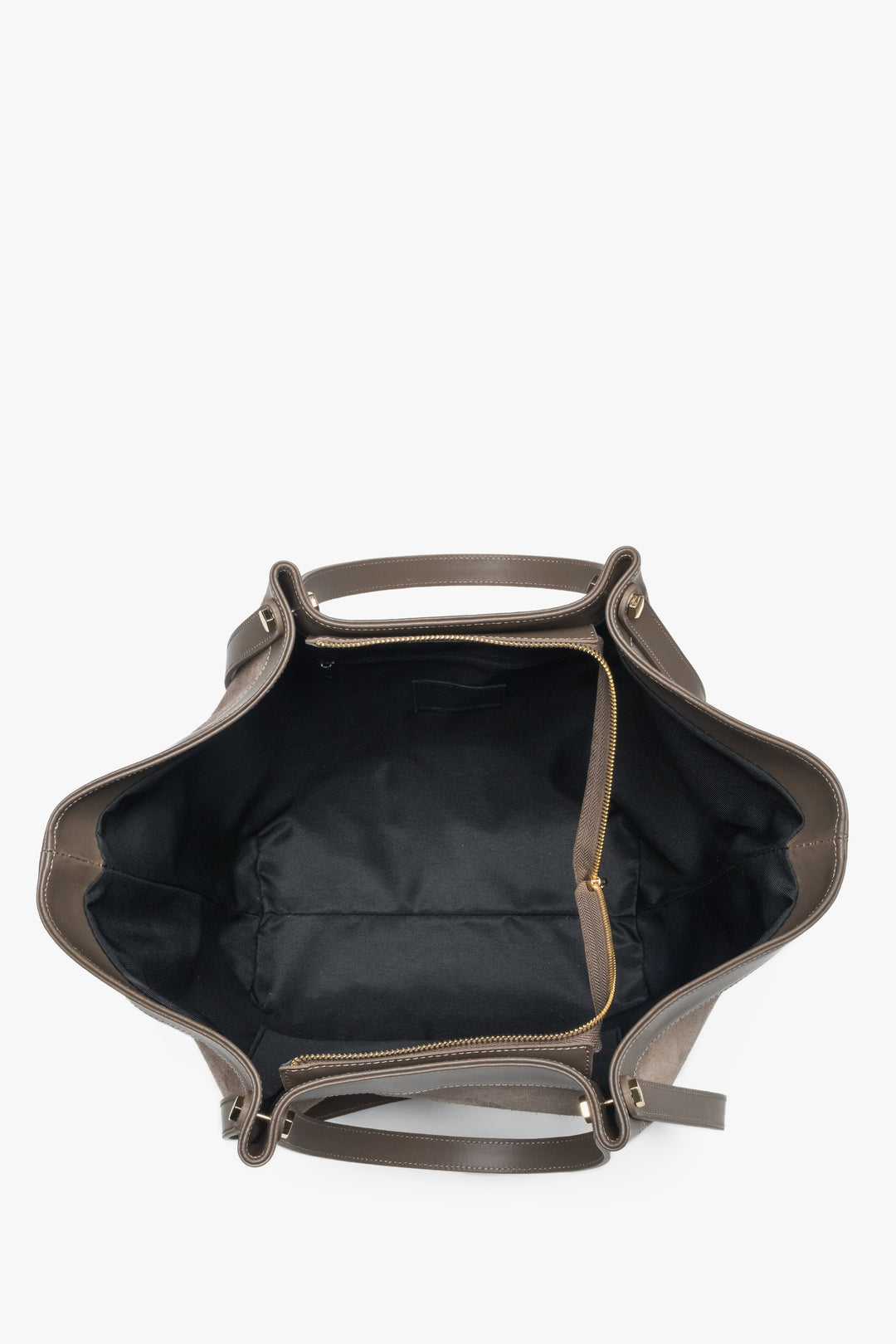 Szara shopperka damska Estro, z włoskiego weluru naturalnego Premium.