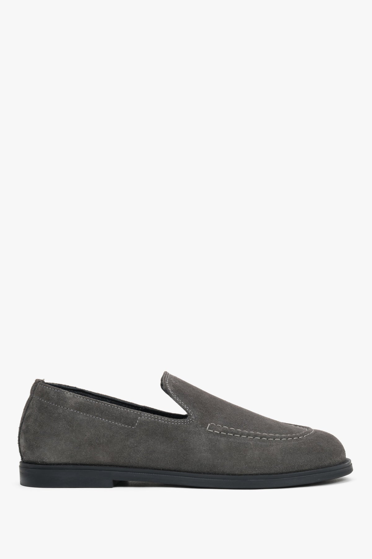 Szare mokasyny damskie typu barefoot z włoskiego weluru naturalnego Premium Estro ER00120696
