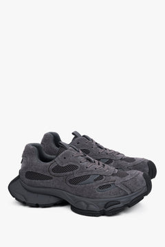 Damskie szare sneakersy z weluru naturalnego na elastycznej podeszwie ES8.