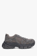 Szare sneakersy damskie z weluru naturalnego i przewiewnej siateczki na platformie ES8 ER00120359.