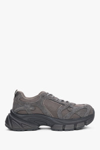 Szare sneakersy damskie z weluru naturalnego i przewiewnej siateczki na platformie ES8 ER00120359.