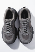 Szare sneakersy damskie z weluru naturalnego i przewiewnej siateczki na platformie ES8 ER00120359
