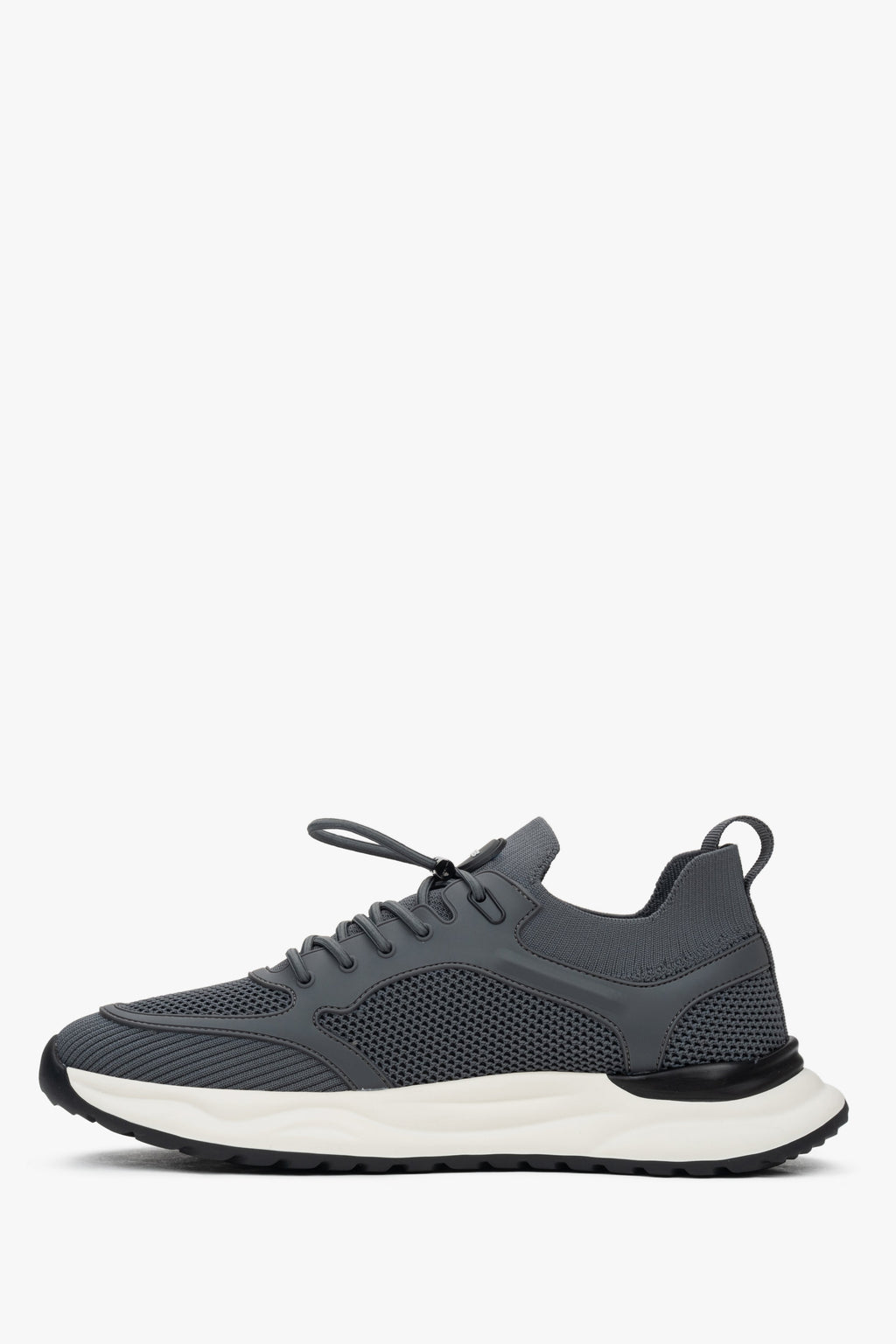 Męskie szare sportowe sneakersy z miękkich tekstyliów i przewiewnej siateczki ES8.