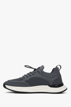 Męskie szare sportowe sneakersy z miękkich tekstyliów i przewiewnej siateczki ES8.