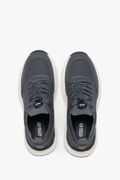 Sneakersy męskie sportowe, szare, z miękkich tekstyliów i przewiewnej siateczki, ES8.