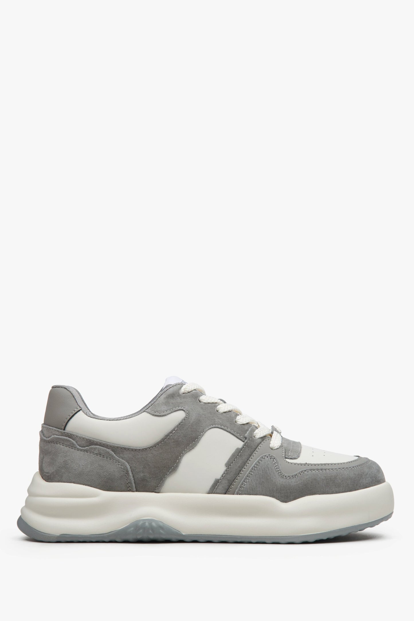 Szaro-białe sneakersy damskie ze skóry i zamszu Estro ER00114662