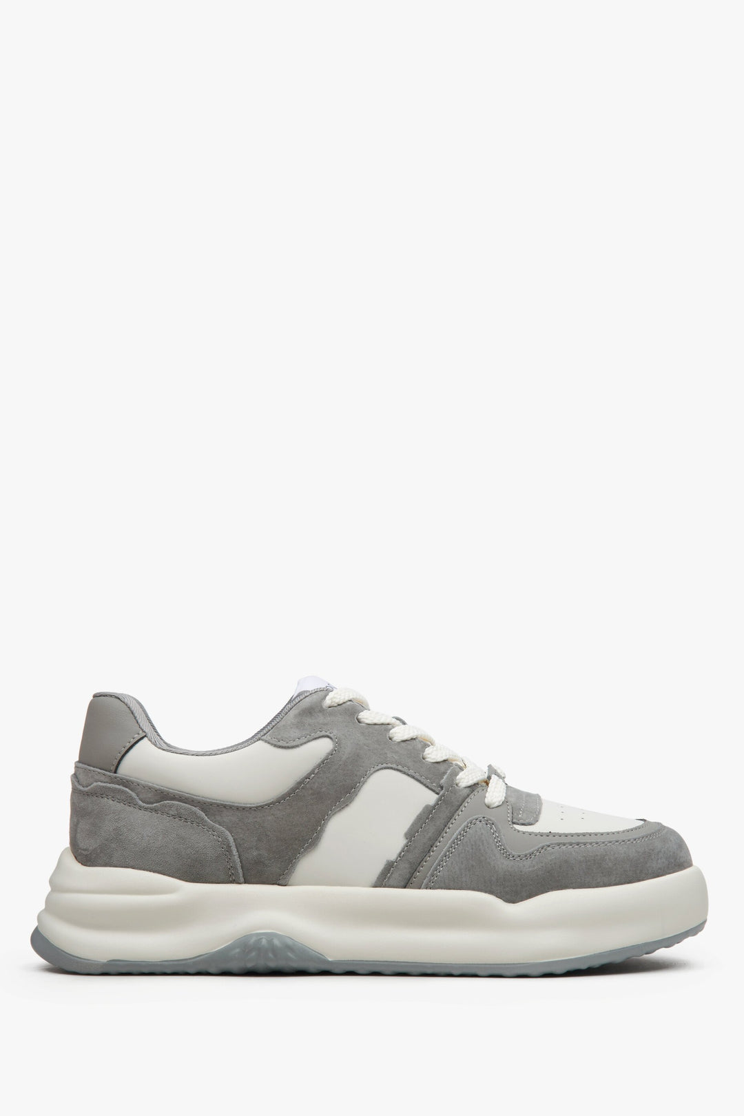 Szaro-białe sneakersy damskie ze skóry i zamszu Estro ER00114662